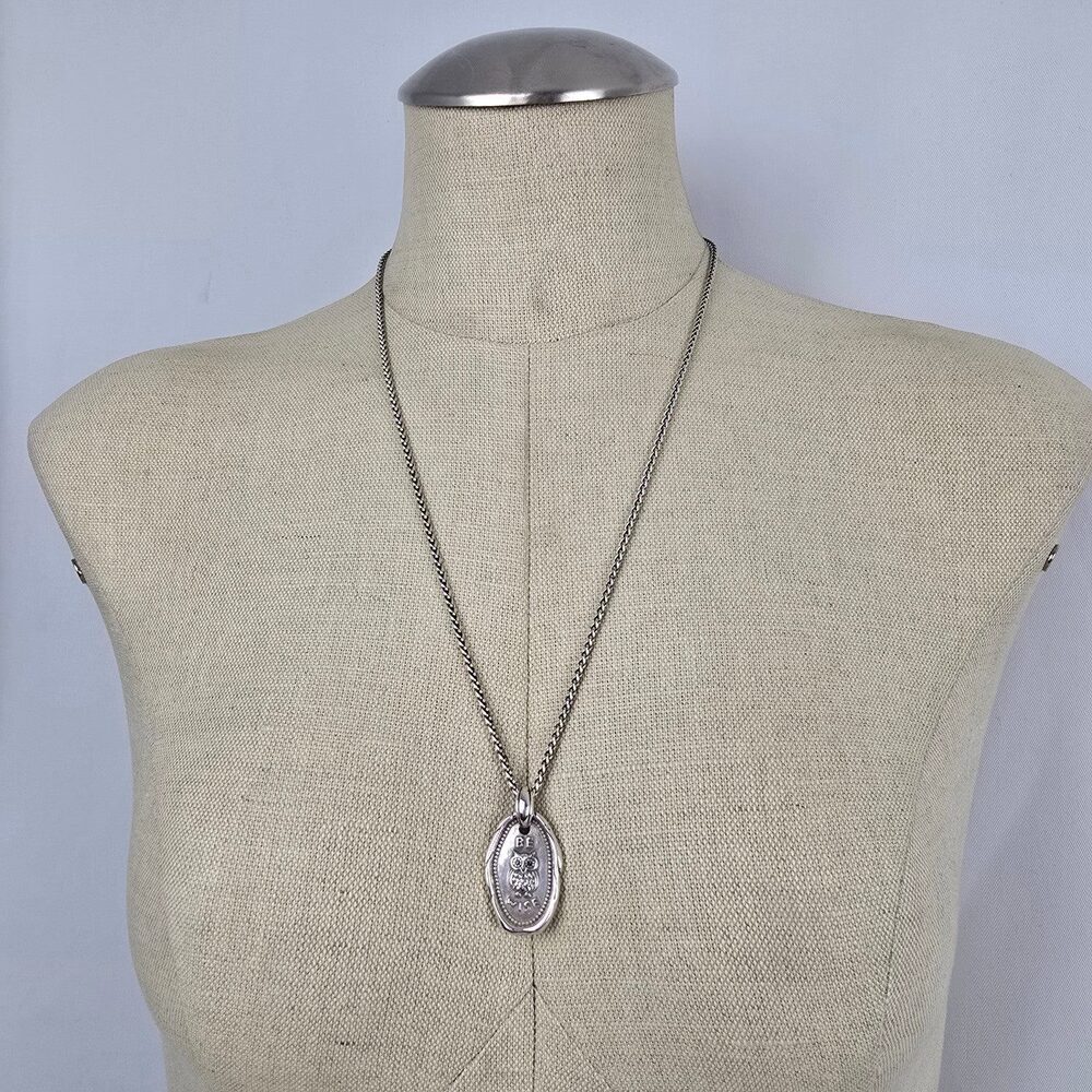 Brighton Silver Tone Owl Wisdom Pendant Chain Necklace